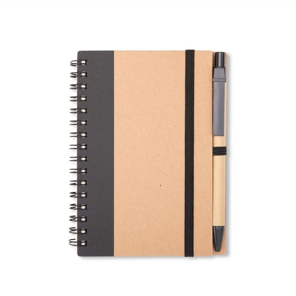 Caderno De Anotações C Caneta PA1884 na cor Preto, brinde personalizado Sky Brindes