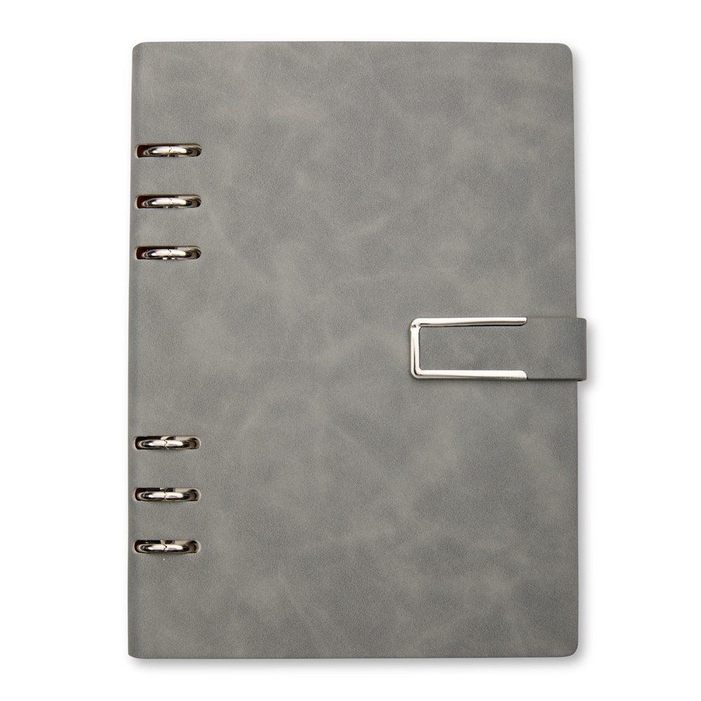 Caderno Fichário PU PA1887 na cor Cinza, brinde personalizado Sky Brindes
