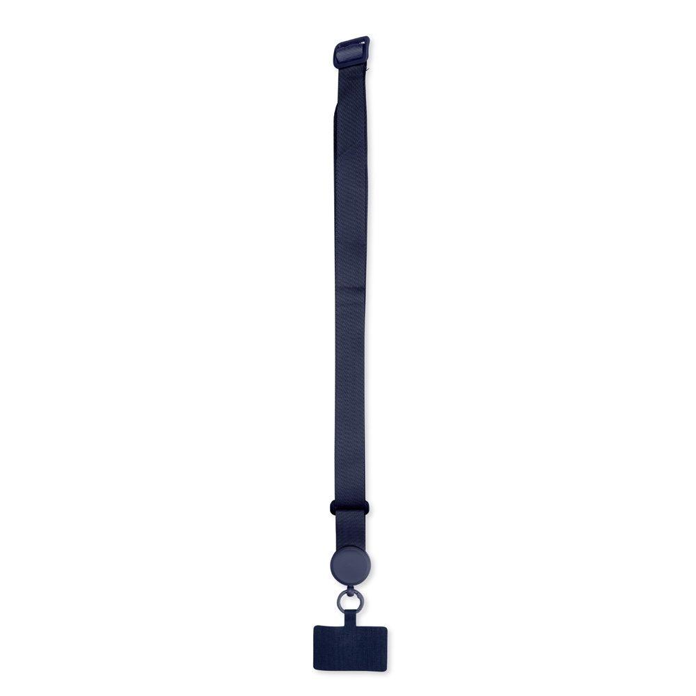 Cordão para Celular Poliéster PA1888 na cor Azul, brinde personalizado Sky Brindes