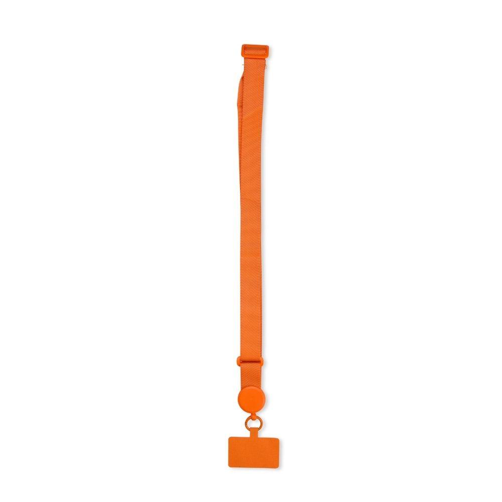 Cordão para Celular Poliéster PA1888 na cor Laranja, brinde personalizado Sky Brindes
