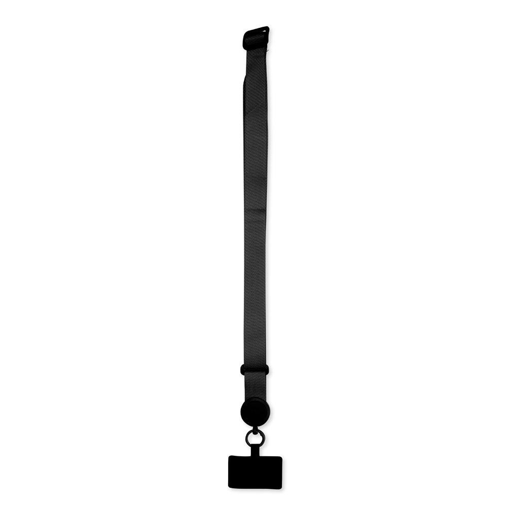 Cordão para Celular Poliéster PA1888 na cor Preto, brinde personalizado Sky Brindes