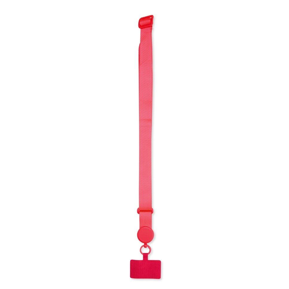 Cordão para Celular Poliéster PA1888 na cor Vermelho, brinde personalizado Sky Brindes