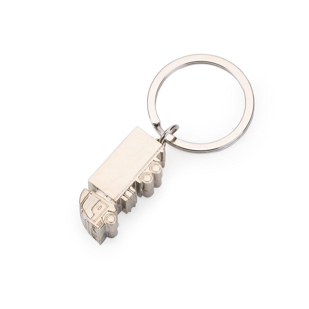 Chaveiro metal formato caminhão PA1901 na cor Prata, brinde personalizado Sky Brindes