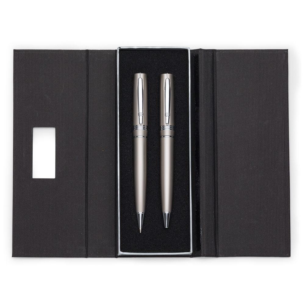 Conjunto caneta e lapiseira metal PA1906 na cor Champanhe, brinde personalizado Sky Brindes