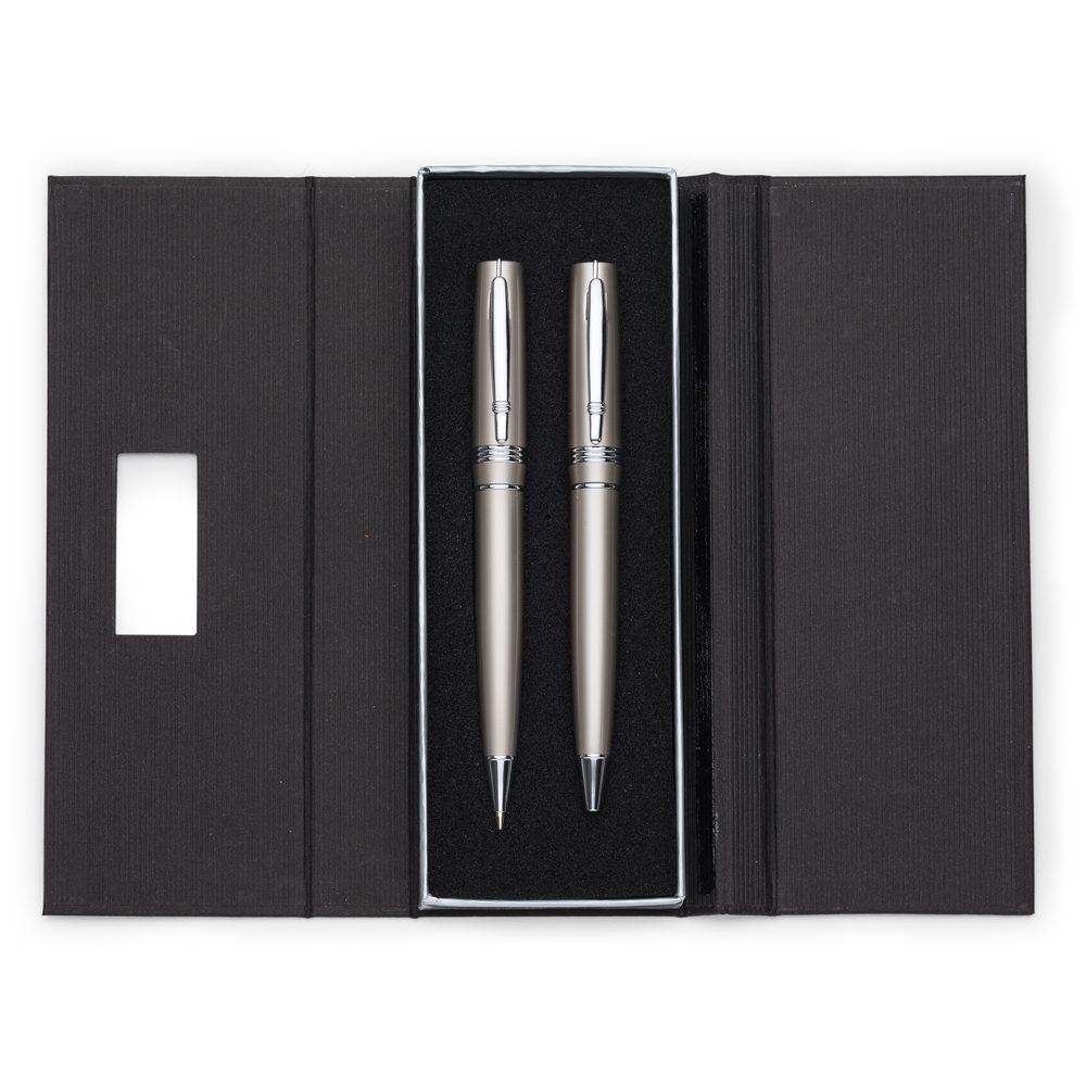 Conjunto caneta e lapiseira metal PA1906 na cor Champanhe, brinde personalizado Sky Brindes