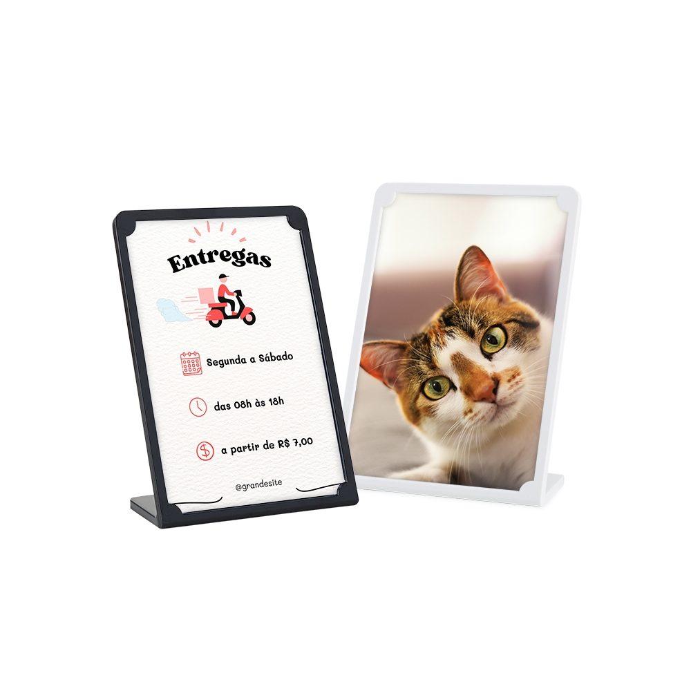 Porta retrato expositor a6 PA1941 na cor Branco, brinde personalizado Sky Brindes