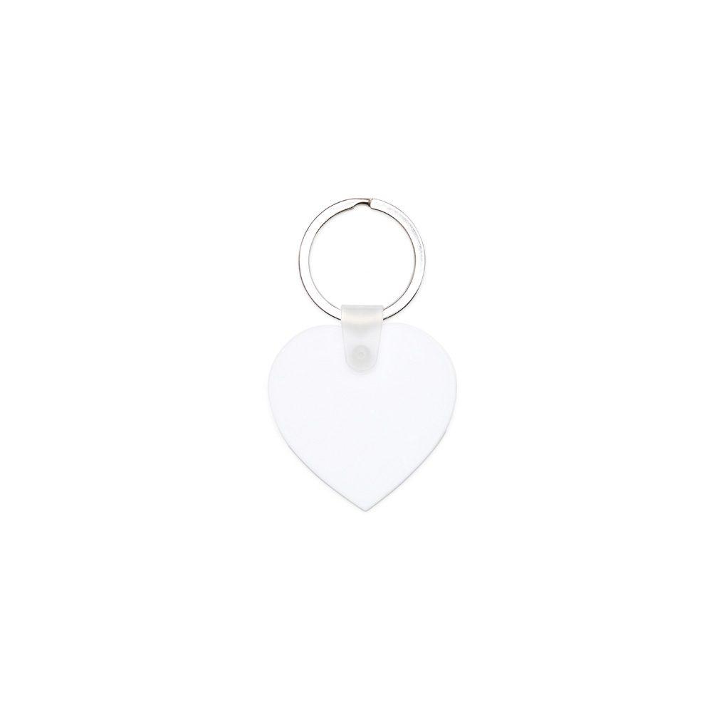 Chaveiro coração em acrílico PA1947 na cor Branco, brinde personalizado Sky Brindes