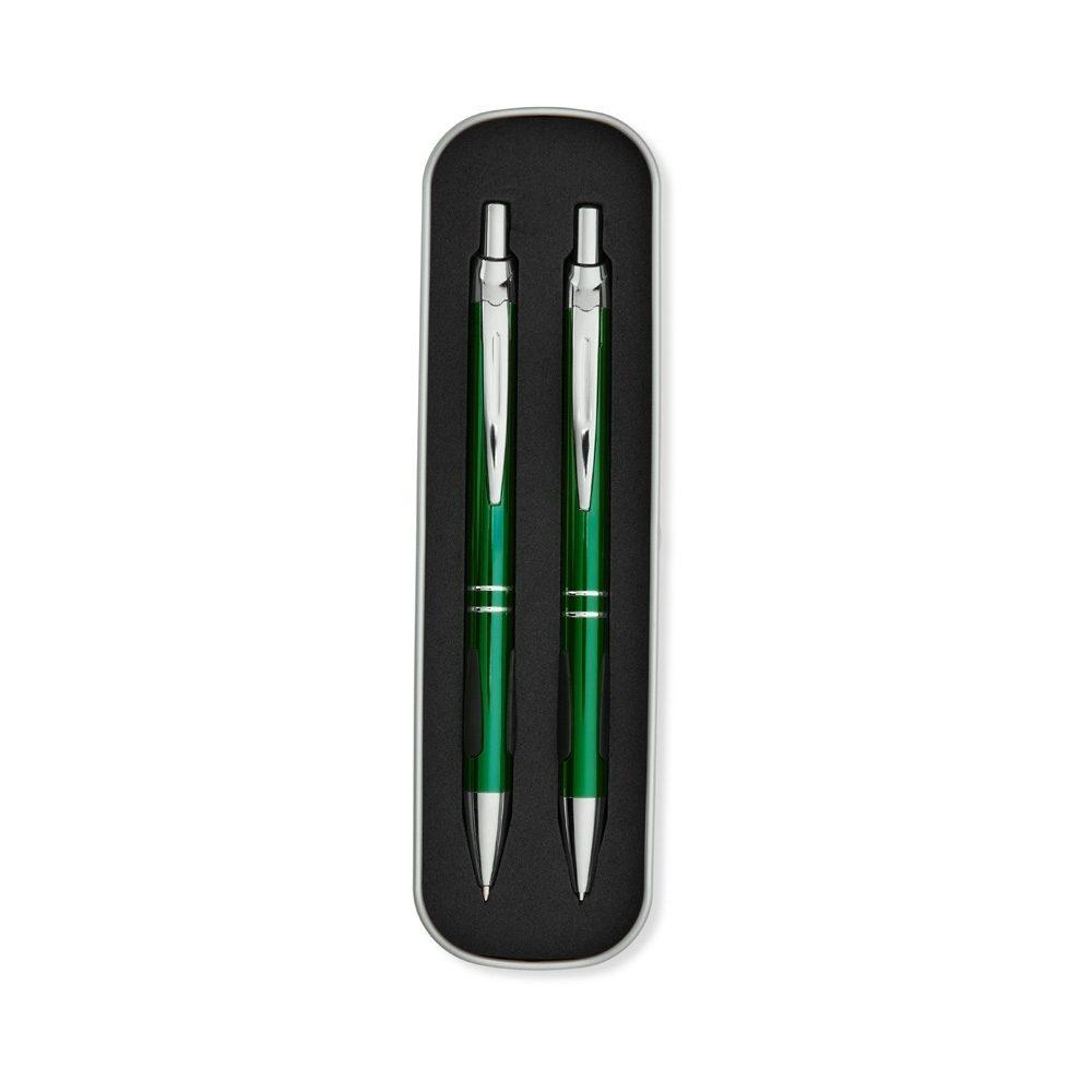 Conjunto caneta e lapiseira metal PA1954 na cor Verde, brinde personalizado Sky Brindes