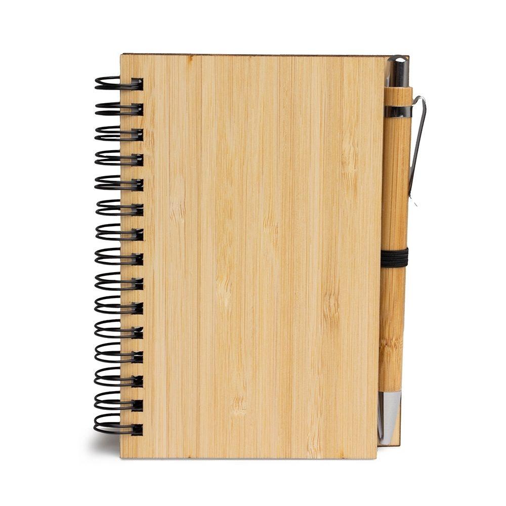 Bloco de anotações ecológico com caneta PA1957 na cor Bambu e bambu, brinde personalizado Sky Brindes