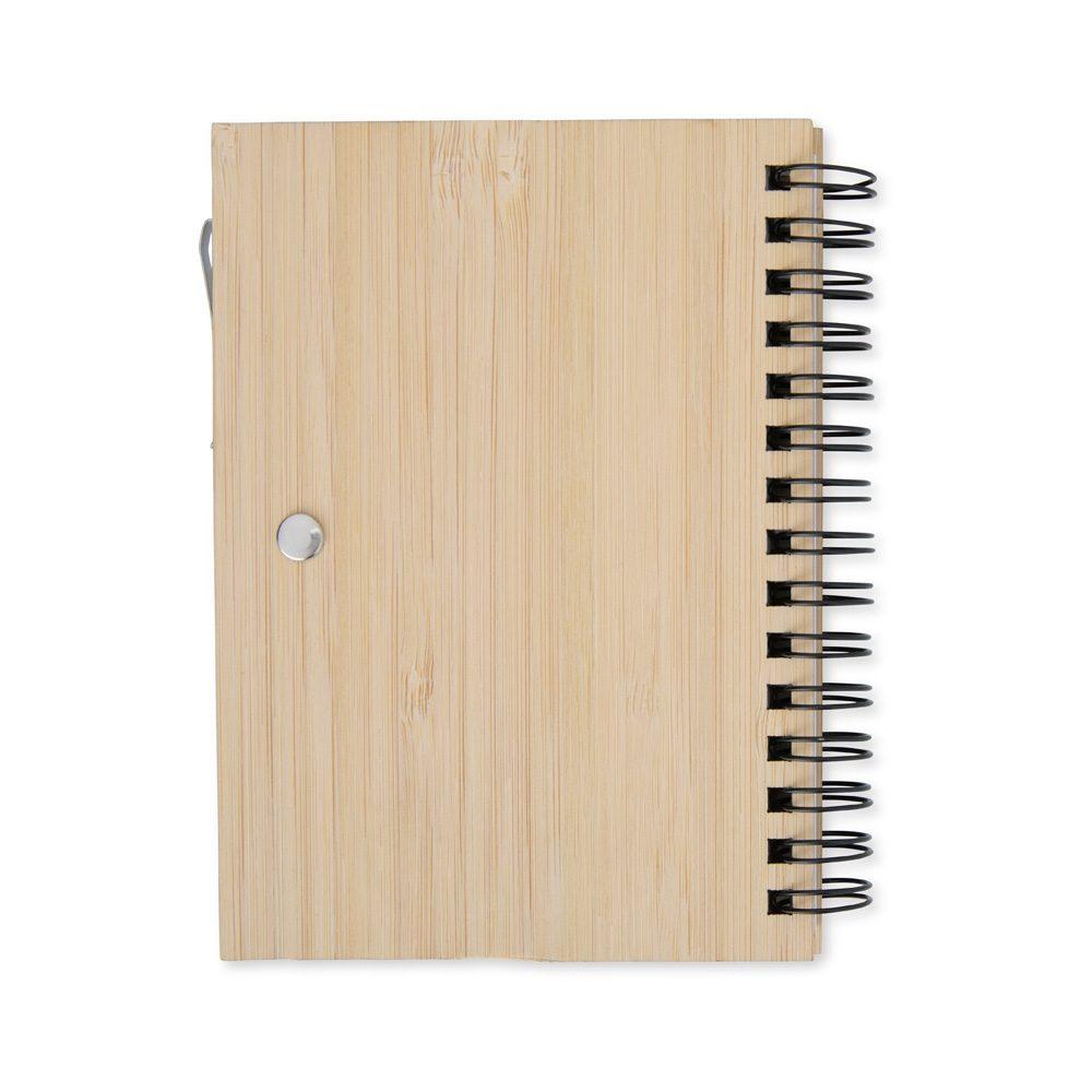 Bloco de anotações ecológico com caneta PA1957 na cor Bambu e bambu, brinde personalizado Sky Brindes