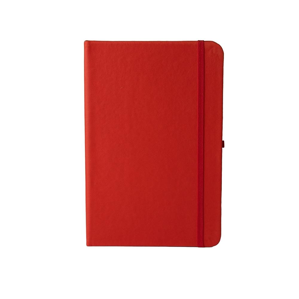 Caderneta em couro sintético PA1960 na cor Vermelho e inox, brinde personalizado Sky Brindes