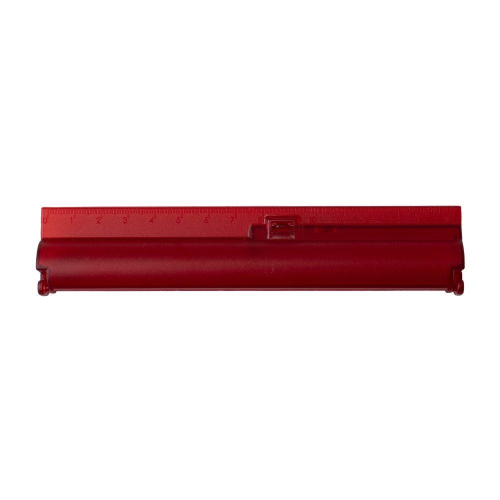 Estojo com régua PA1961 na cor Vermelho e inox, brinde personalizado Sky Brindes