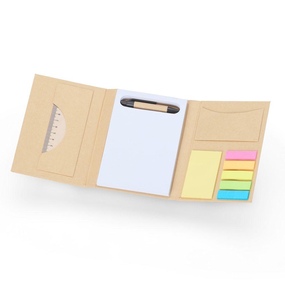 Kit bloco de anotações PA1962 na cor Kraft, brinde personalizado Sky Brindes