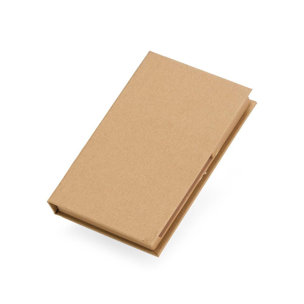 Bloco de anotação com autoadesivos e caneta PA1972 na cor Kraft, brinde personalizado Sky Brindes