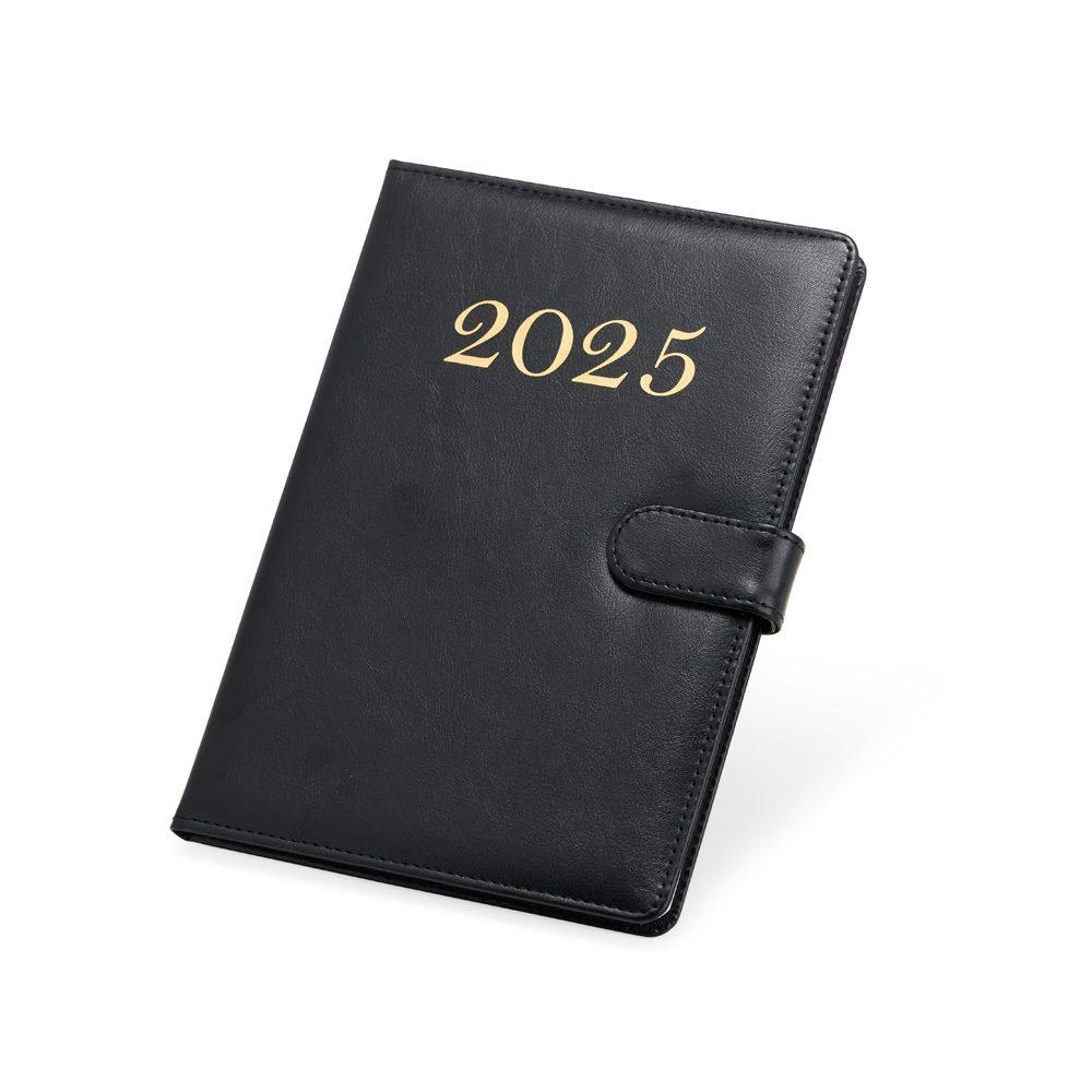 Agenda semanal 2025 PA1976 na cor Preto, brinde personalizado Sky Brindes