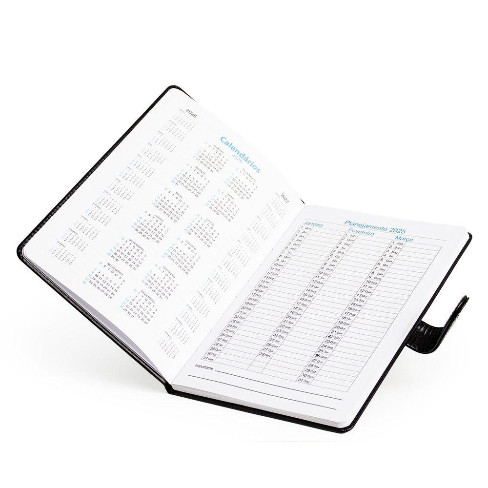 Agenda semanal 2025 PA1976 na cor Preto, brinde personalizado Sky Brindes