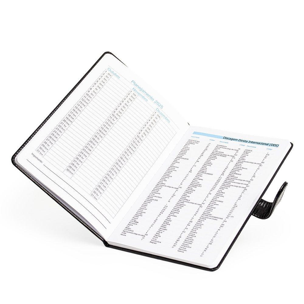 Agenda semanal 2025 PA1976 na cor Preto, brinde personalizado Sky Brindes