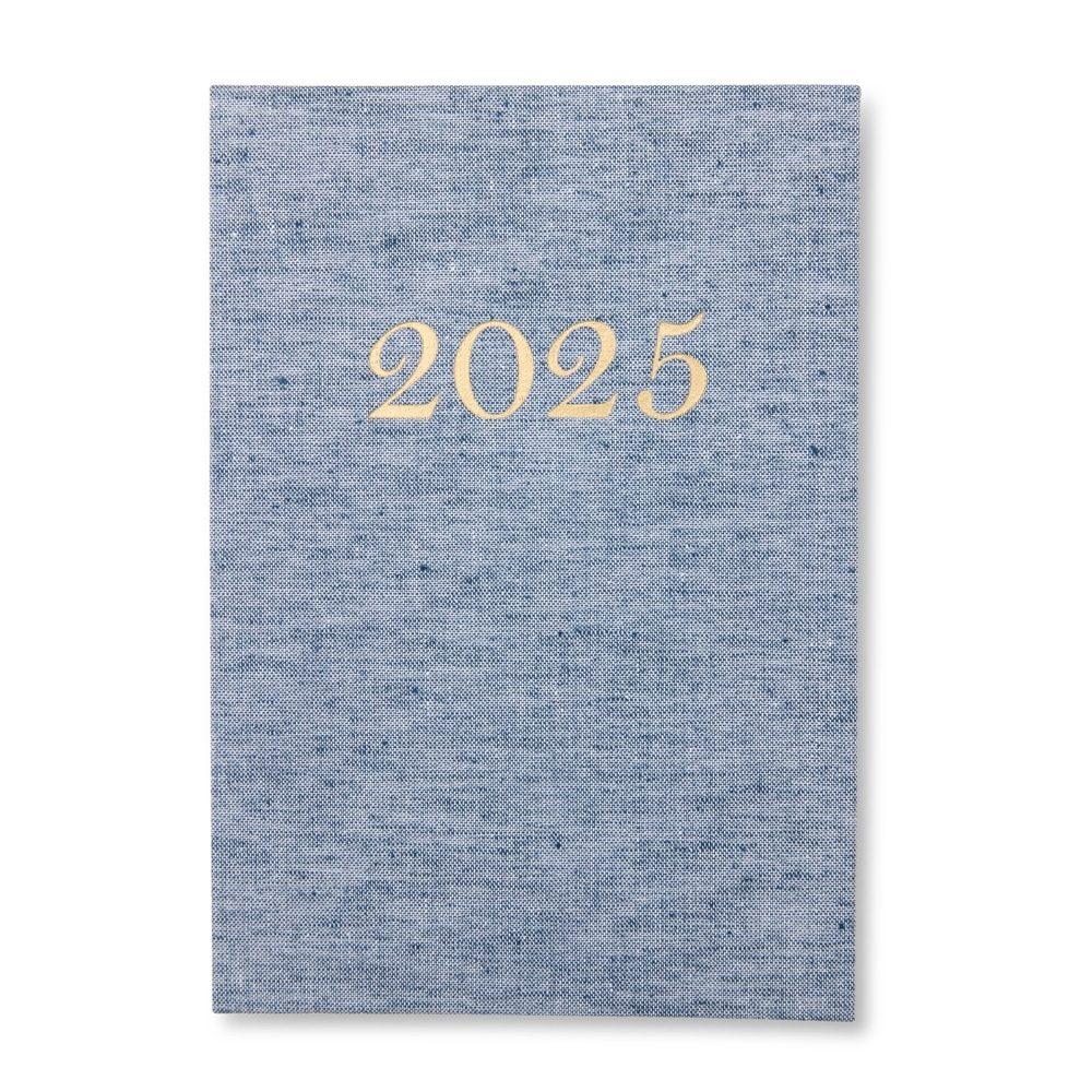 Agenda diária 2025 linho PA1977 na cor Azul, brinde personalizado Sky Brindes