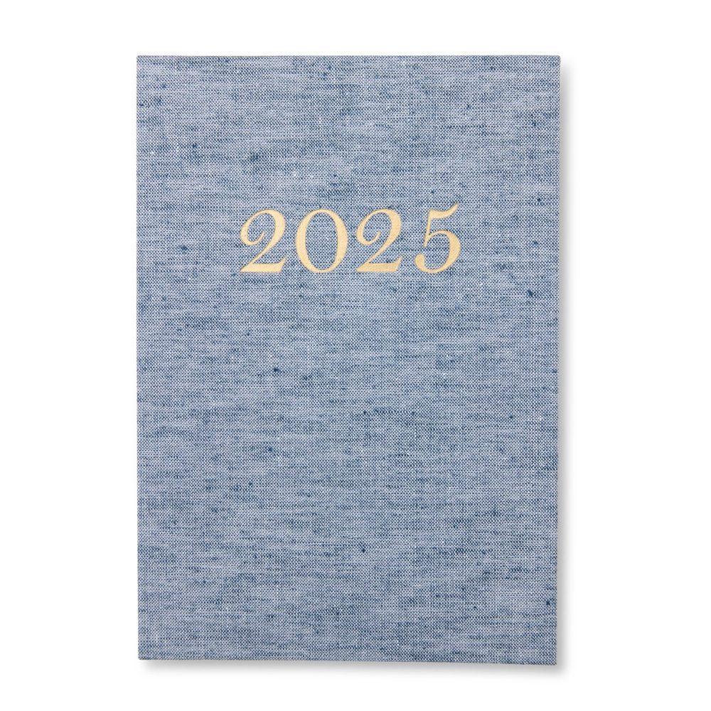 Agenda diária 2025 linho PA1977 na cor Azul, brinde personalizado Sky Brindes