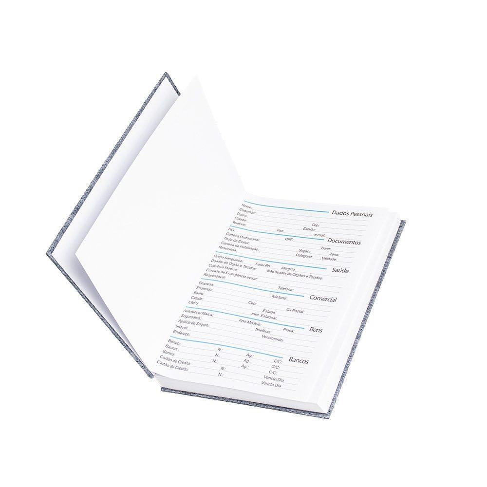 Agenda diária 2025 linho PA1977 na cor Azul, brinde personalizado Sky Brindes