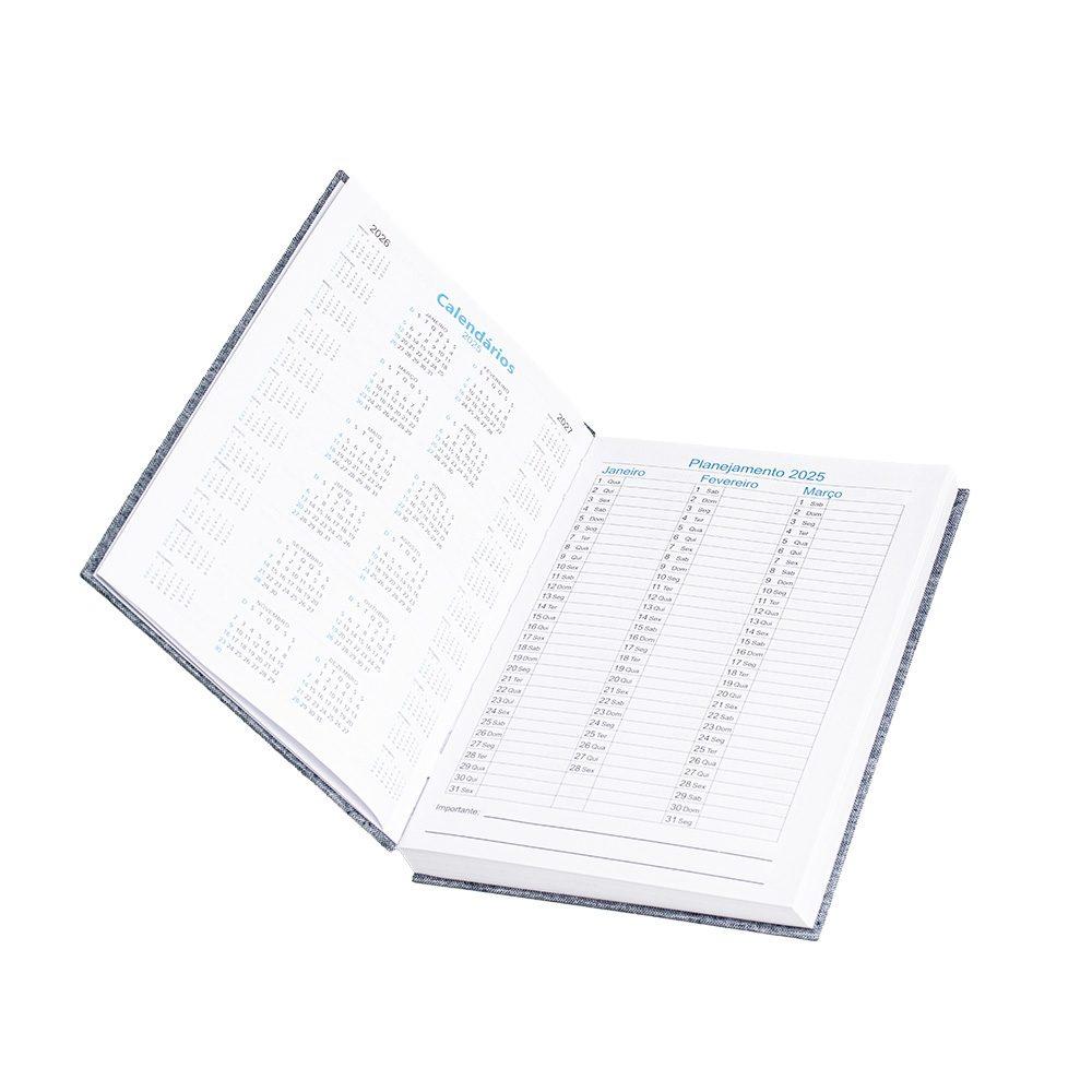 Agenda diária 2025 linho PA1977 na cor Azul, brinde personalizado Sky Brindes
