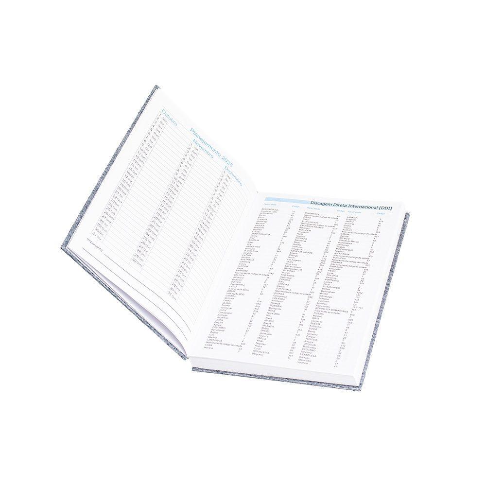 Agenda diária 2025 linho PA1977 na cor Azul, brinde personalizado Sky Brindes