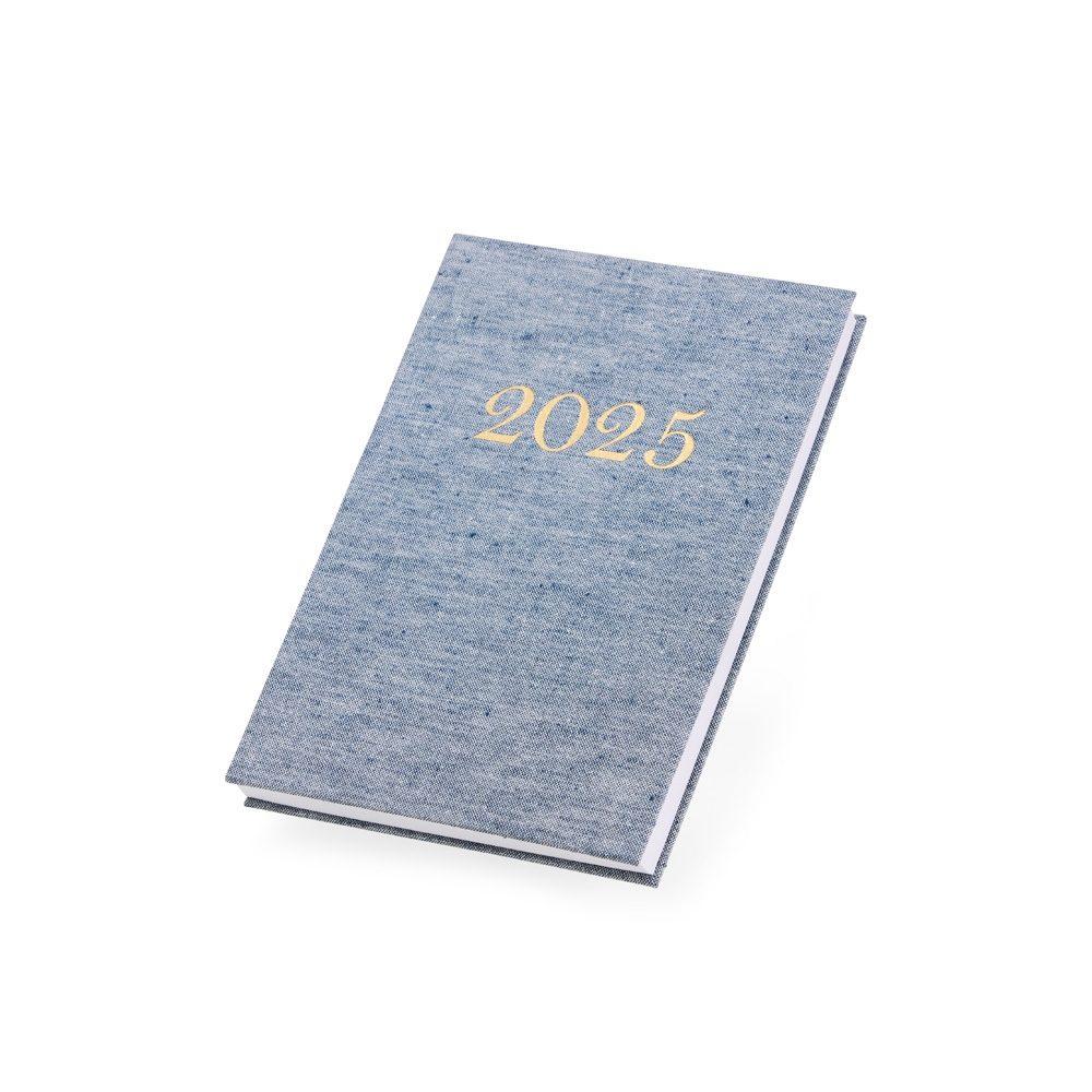Agenda diária 2025 linho PA1977 na cor Azul, brinde personalizado Sky Brindes
