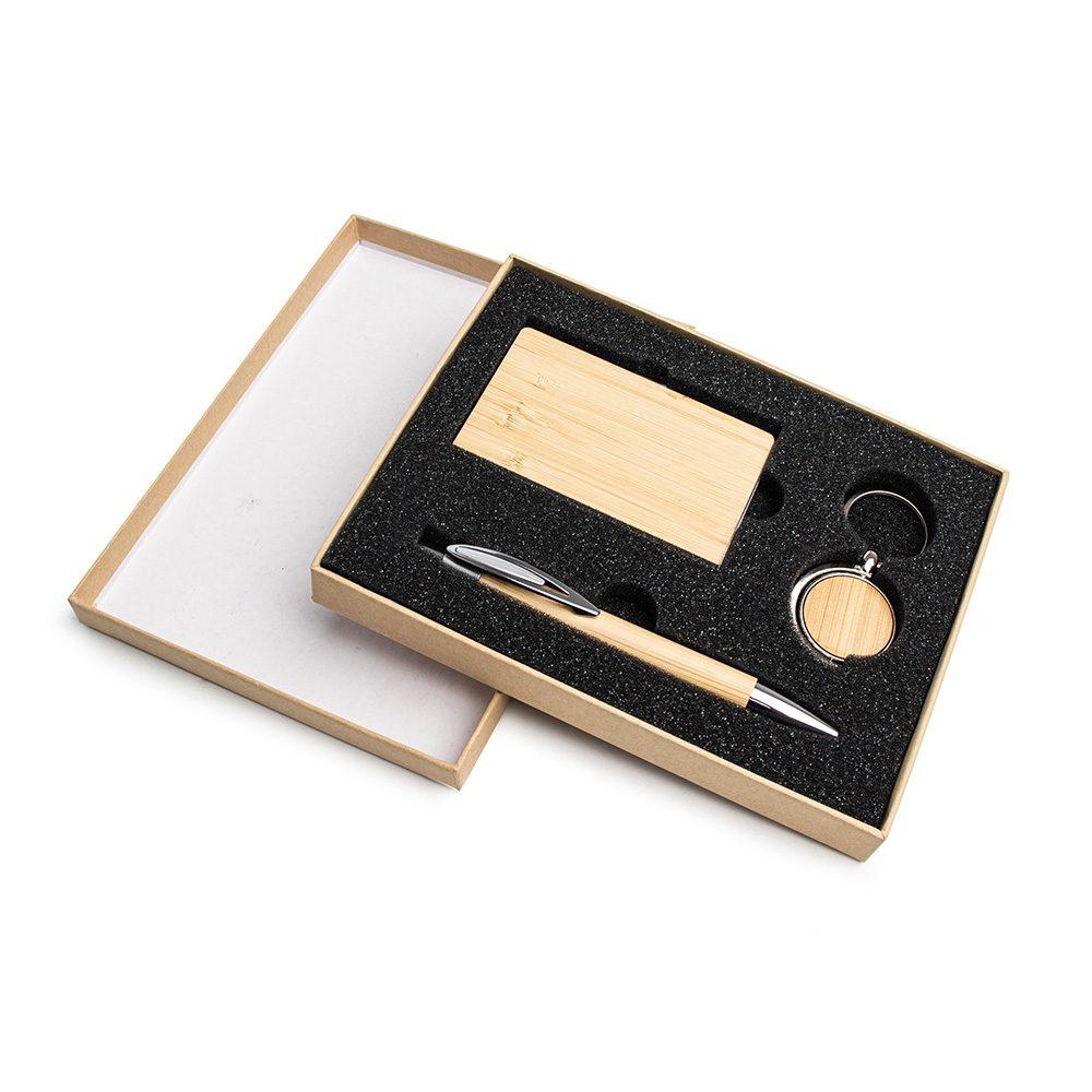 Kit executivo ecológico 3 peças PA1980 na cor Bege, brinde personalizado Sky Brindes