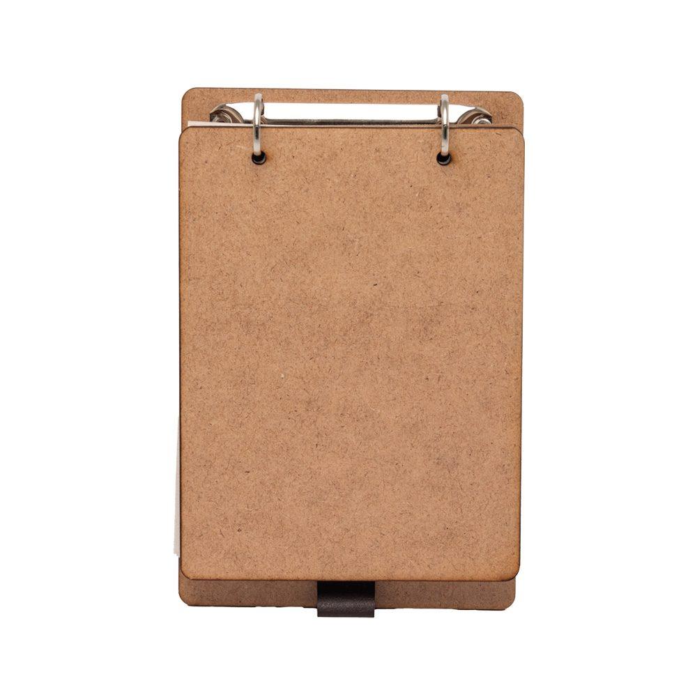Bloco de anotações ecológico PA1982 na cor Madeira e inox, brinde personalizado Sky Brindes