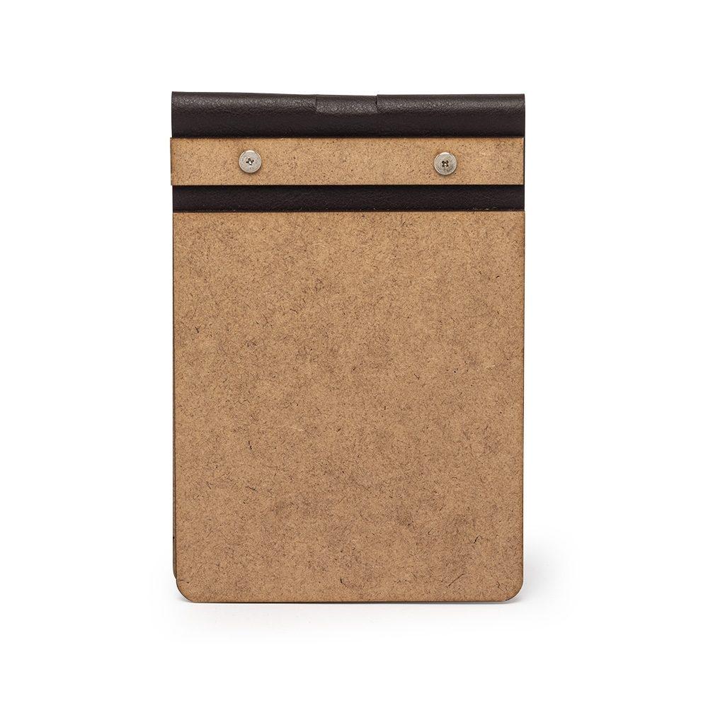 Bloco de anotações ecológico PA1983 na cor Madeira e inox, brinde personalizado Sky Brindes