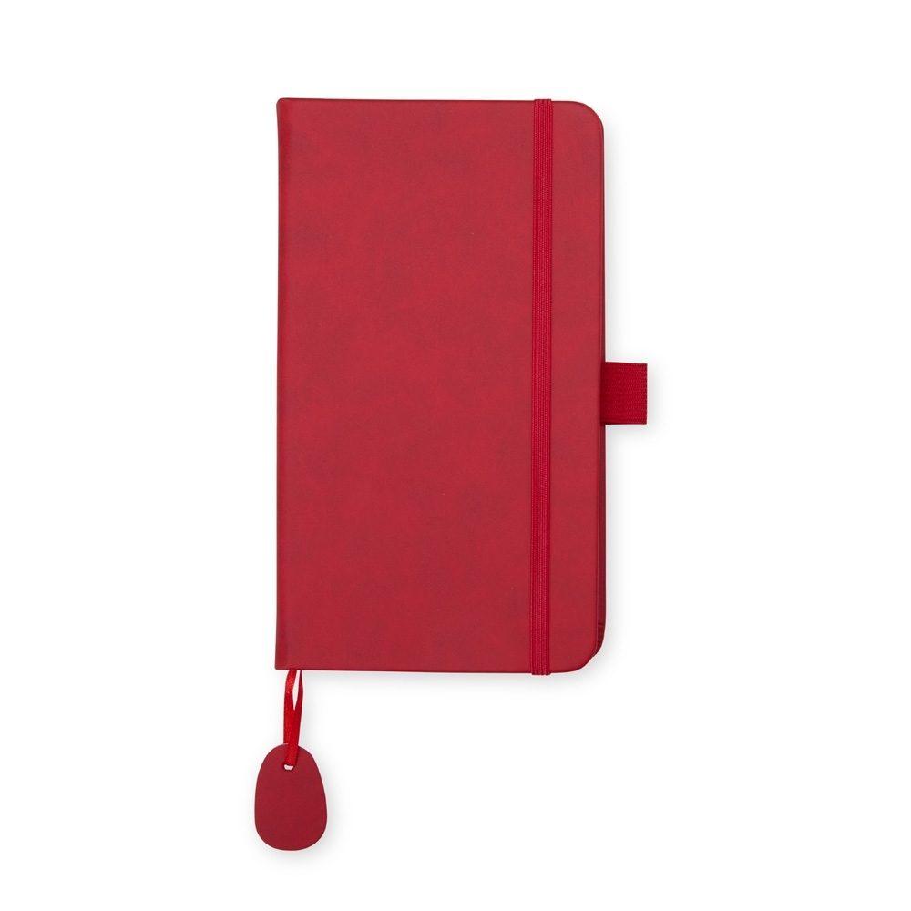 Caderneta emborrachada PA1994 na cor Vermelho e inox, brinde personalizado Sky Brindes
