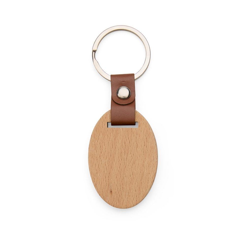 Chaveiro madeira PA2001 na cor Madeira e inox, brinde personalizado Sky Brindes