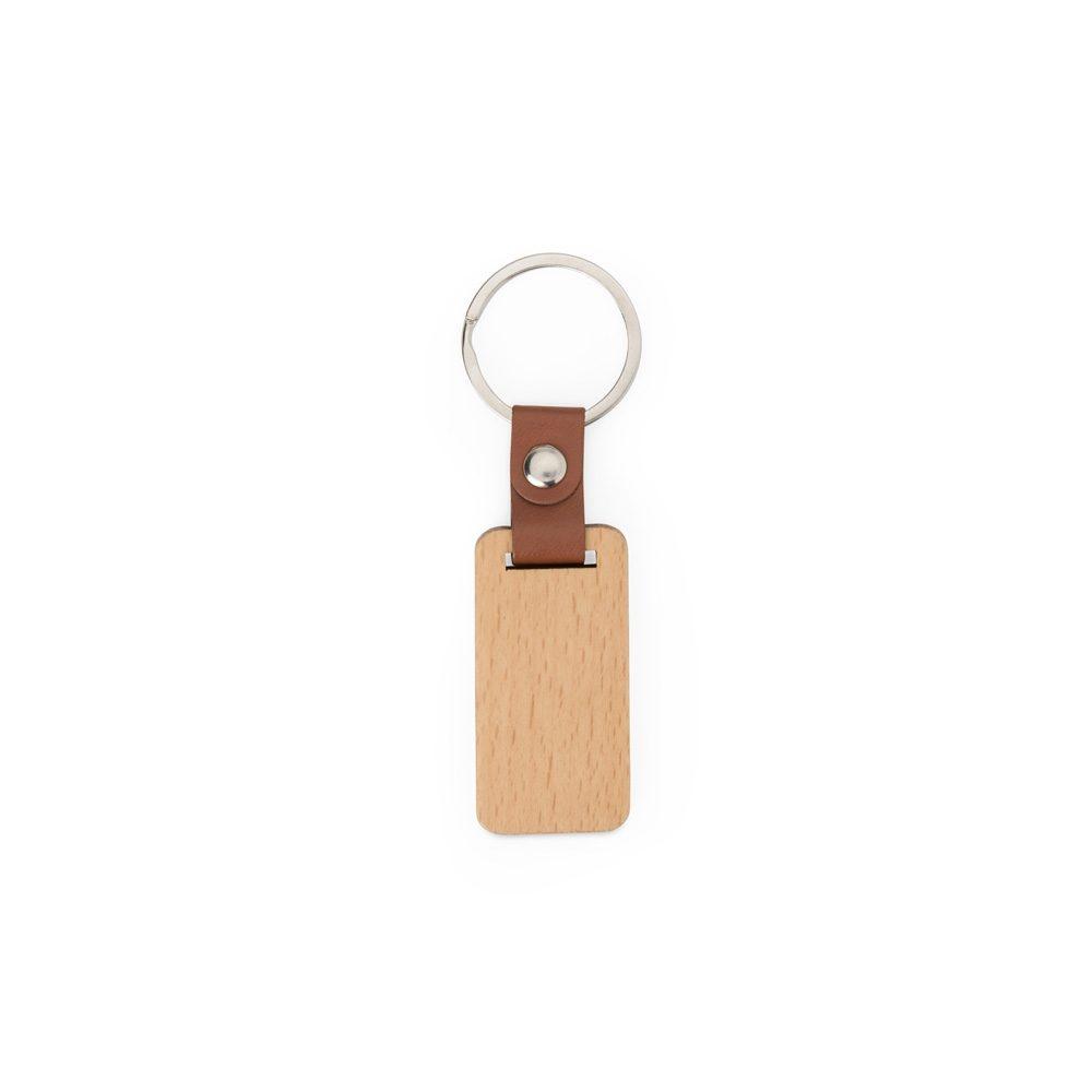 Chaveiro madeira PA2003 na cor Madeira e inox, brinde personalizado Sky Brindes