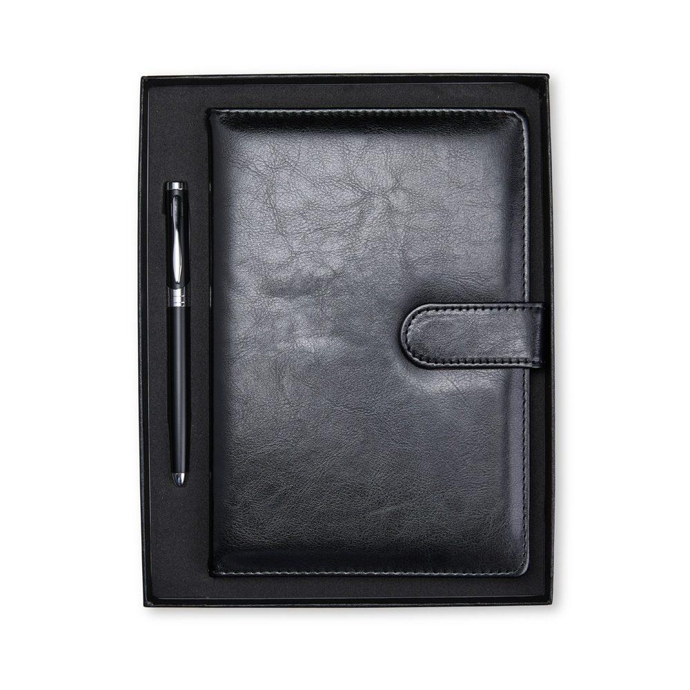 Kit executivo 2 peças PA2005 na cor Preto, brinde personalizado Sky Brindes