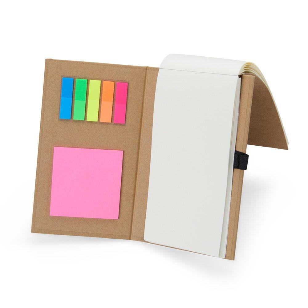 Bloco de anotações com autoadesivos PA2006 na cor Kraft, brinde personalizado Sky Brindes