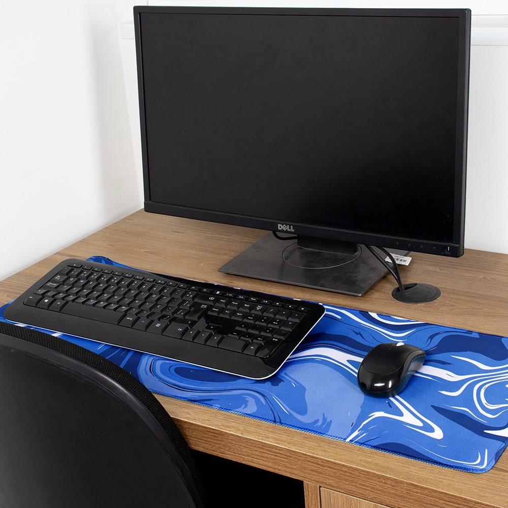 Desk pad poliéster PA2012 na cor Azul, brinde personalizado Sky Brindes
