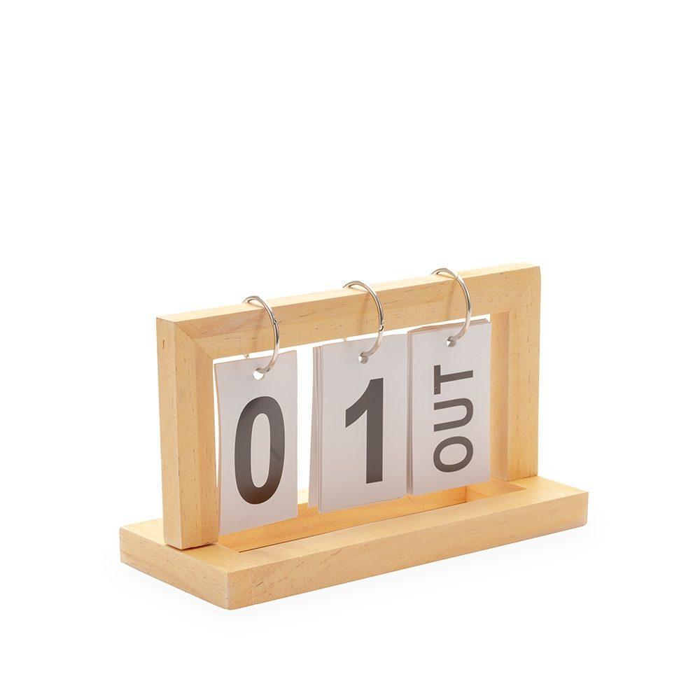 Calendário permanente madeira PA2040 na cor Madeira e inox, brinde personalizado Sky Brindes
