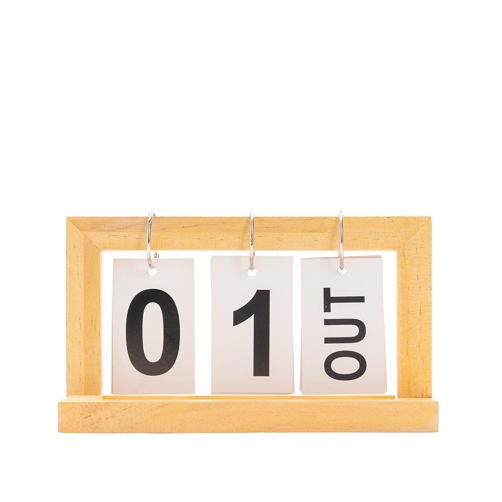 Calendário permanente madeira PA2040 na cor Madeira e inox, brinde personalizado Sky Brindes