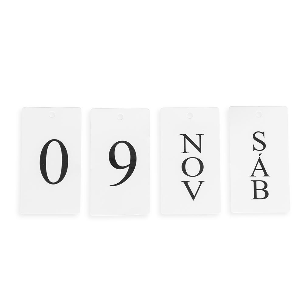 Calendário permanente mdf com alça de ferro PA2041 na cor Madeira e inox, brinde personalizado Sky Brindes