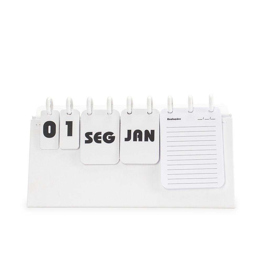 Calendário permanente de mesa disco PA2046 na cor Branco, brinde personalizado Sky Brindes
