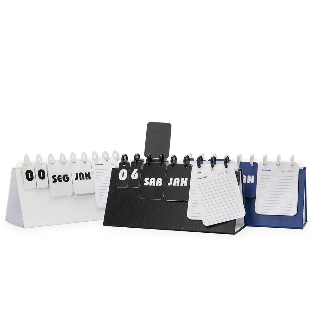 Calendário permanente de mesa disco PA2046 na cor Preto, brinde personalizado Sky Brindes