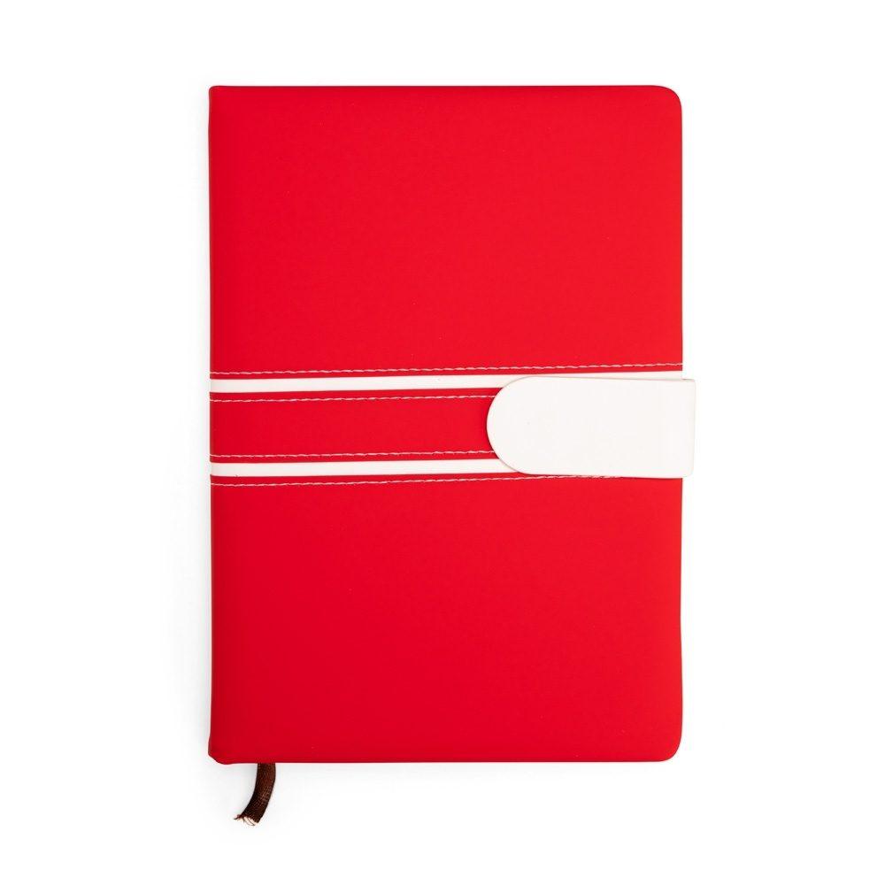Caderneta couro sintético PA2053 na cor Vermelho e vermelho, brinde personalizado Sky Brindes