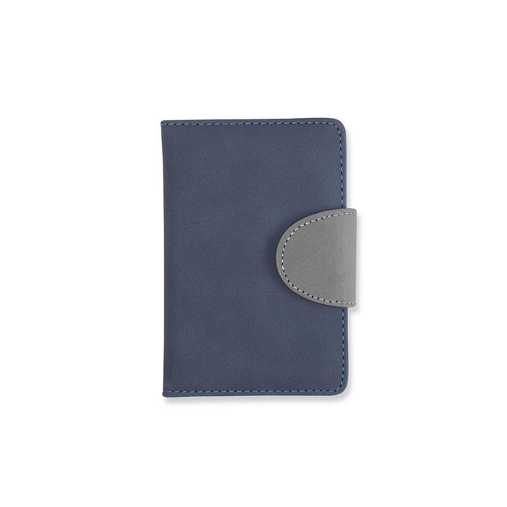 Caderneta couro sintético PA2058 na cor Azul e cinza, brinde personalizado Sky Brindes