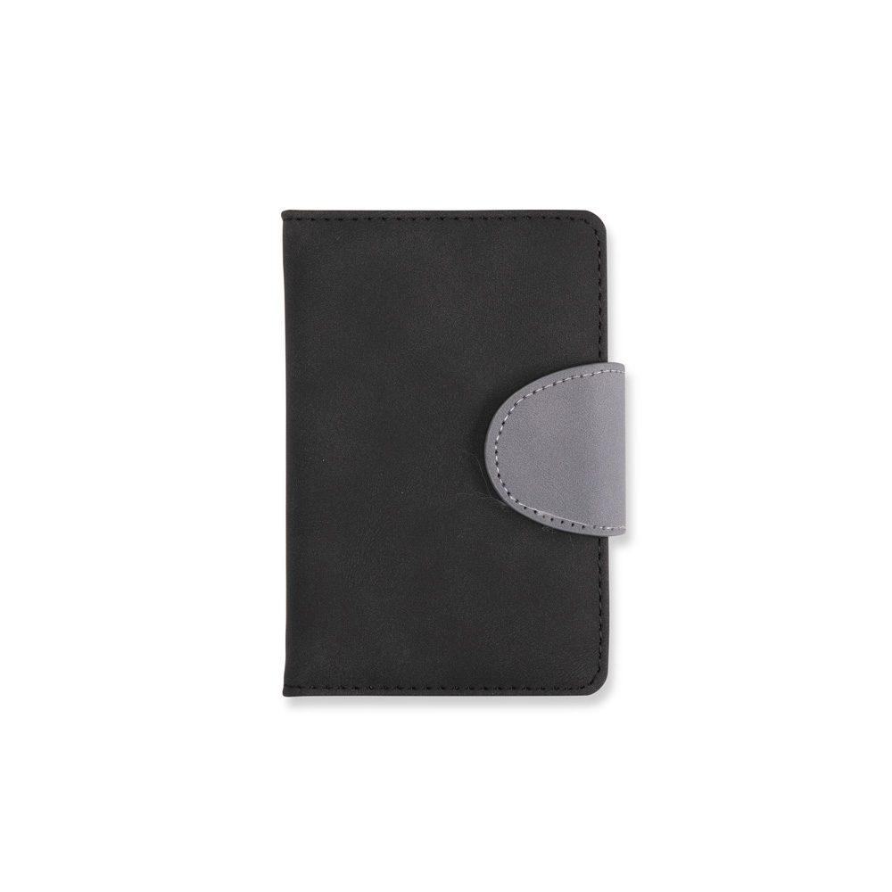 Caderneta couro sintético PA2058 na cor Preto e chumbo, brinde personalizado Sky Brindes