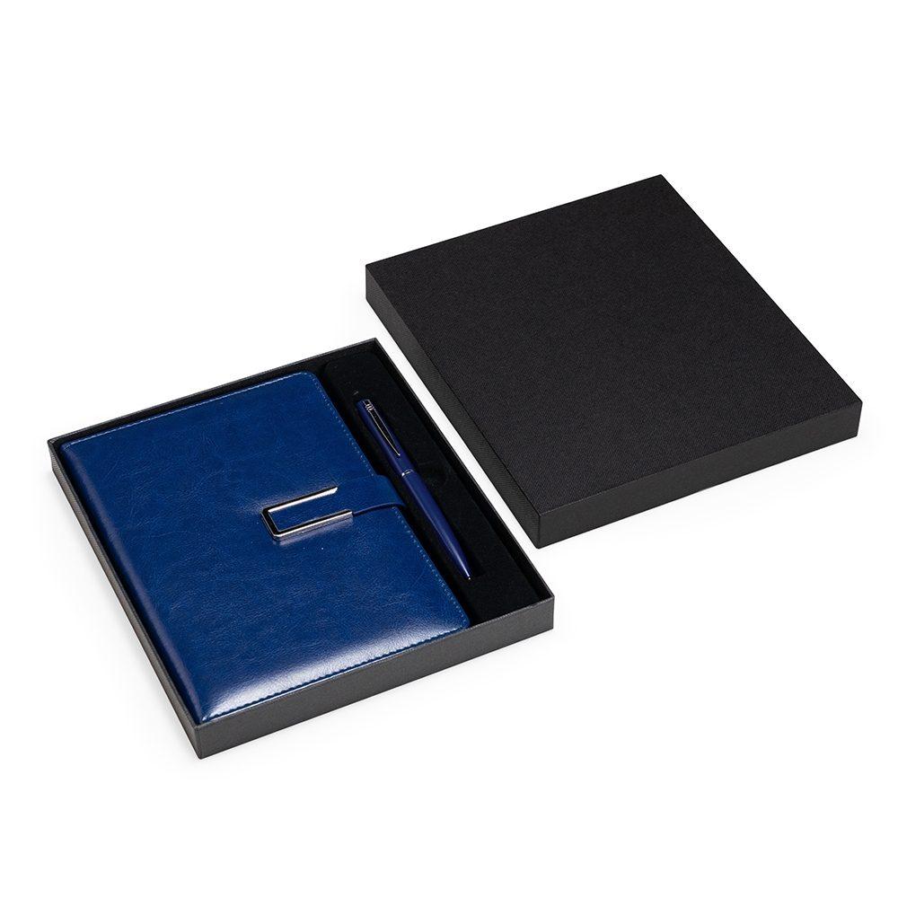 Kit executivo 2 peças PA2064 na cor Azul, brinde personalizado Sky Brindes