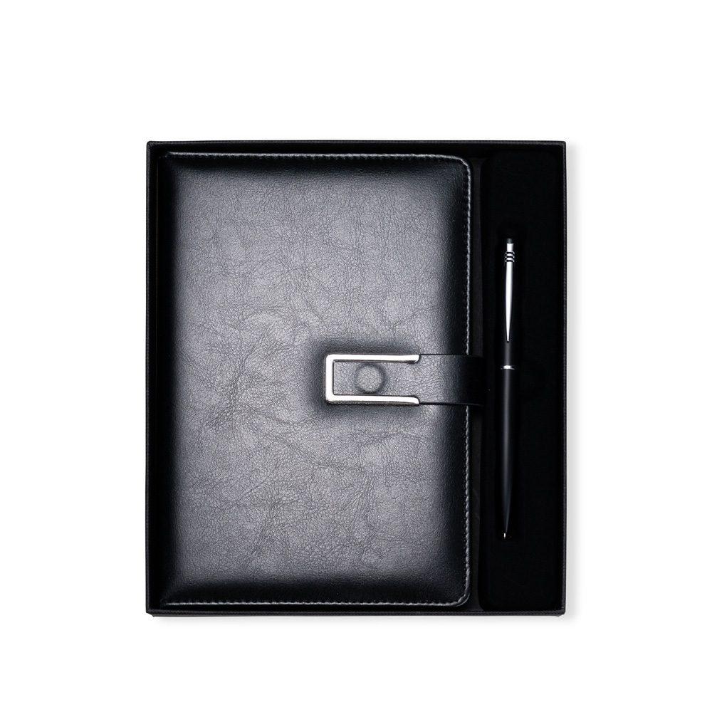 Kit executivo 2 peças PA2064 na cor Preto, brinde personalizado Sky Brindes