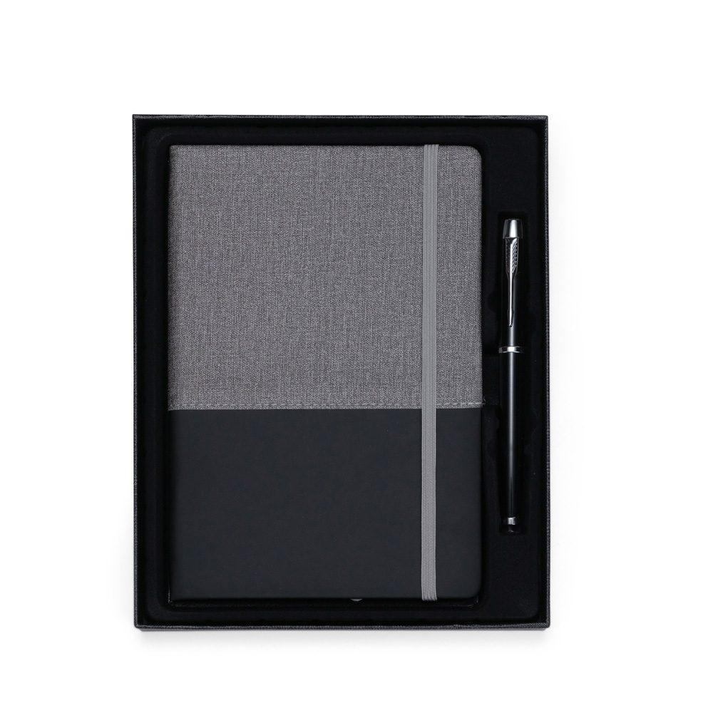 Kit executivo 2 peças PA2065 na cor Preto e chumbo, brinde personalizado Sky Brindes