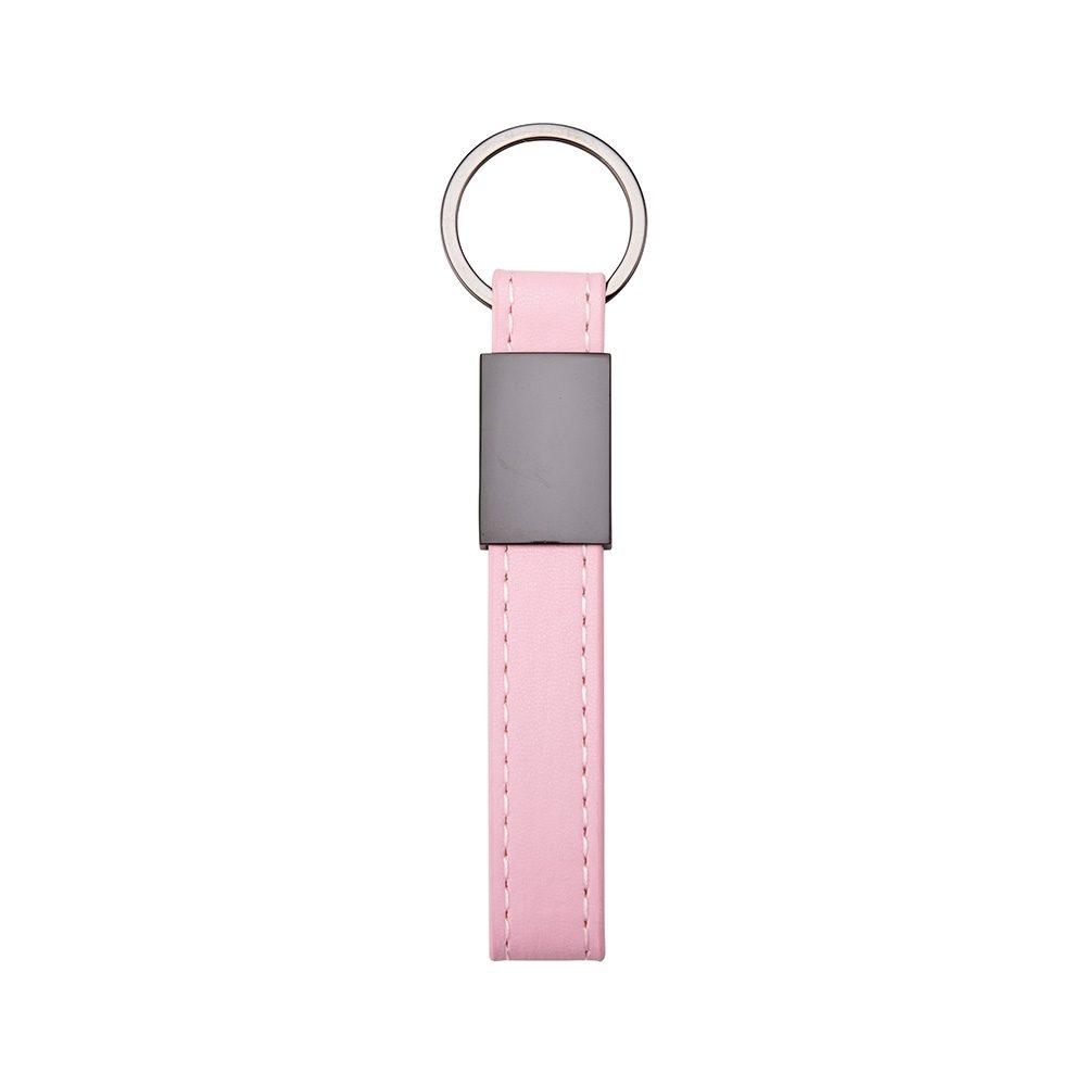 Chaveiro metal com couro sintético PA2066 na cor Rosa, brinde personalizado Sky Brindes