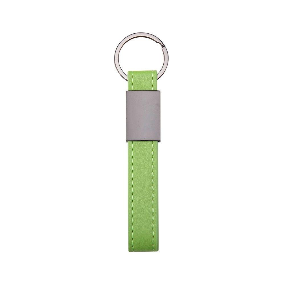 Chaveiro metal com couro sintético PA2066 na cor Verde, brinde personalizado Sky Brindes