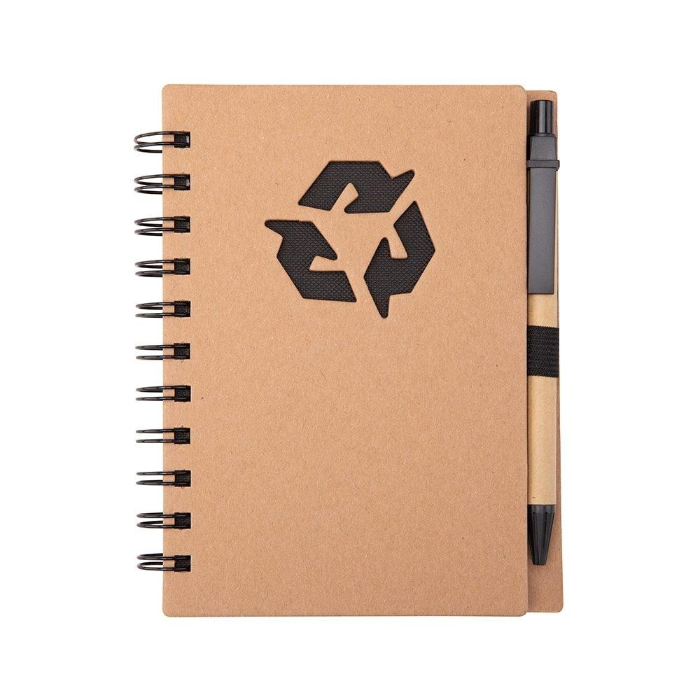 Caderno ecológico com caneta PA2069 na cor Preto, brinde personalizado Sky Brindes